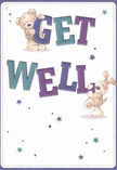 Radiating cheerful optimism, this illustrated get well card instantly brightens the mood, much like a stroll through Surrey's lush parks or gardens in spring. At the centre are two endearing characters-a huggable teddy bear and a playful puppy-each balancing the oversized, vividly coloured letters of 'Get Well.' The indigo and teal hues provide a lively contrast against the creamy white background, giving the design both strength and softness. Playful stars, painted in shades of blue and purple, sparkle across the composition, evoking the hope and joyful anticipation of flowers blossoming in a local Surrey garden. The illustrated softness of the bear and the puppy practically invites a comforting touch, their friendly faces shining with encouragement. This card acts as a gentle salve, carrying Surrey's spirit of kindness and neighbourly support-especially when accompanied by a bouquet carefully prepared by Surrey Florist, ready to bring light and comfort to anyone on their way back to health.